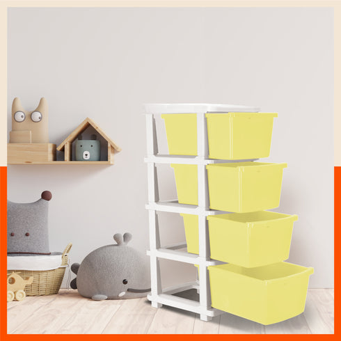 Stomo 4 Drawer Multi-Purpose Storage Organizer for Home and Office (Lemon)